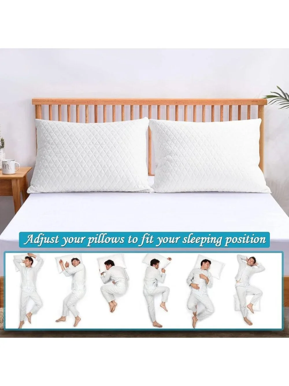 〽️Memory Foam Pillows Standard Size Set of 2 Firm Adjustable Cooling Bed Pillow
